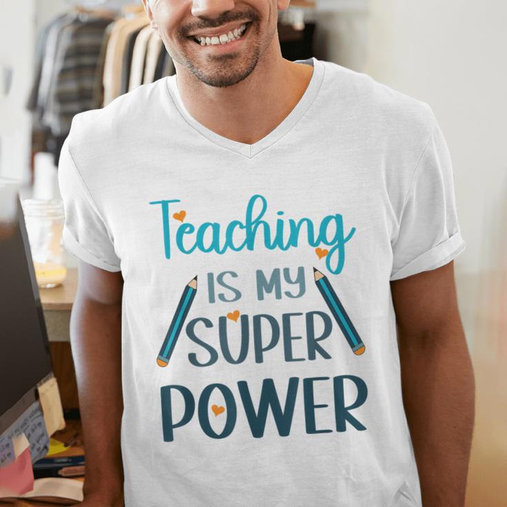 Retro Groovy Teaching Is My Super Power Teacher's Present Men Women Men's V-Neck T-Shirt, funny gift Retro Groovy Teaching Is My Super Power Teacher's Present Men Women Men's V-Neck T-Shirt, funny gift