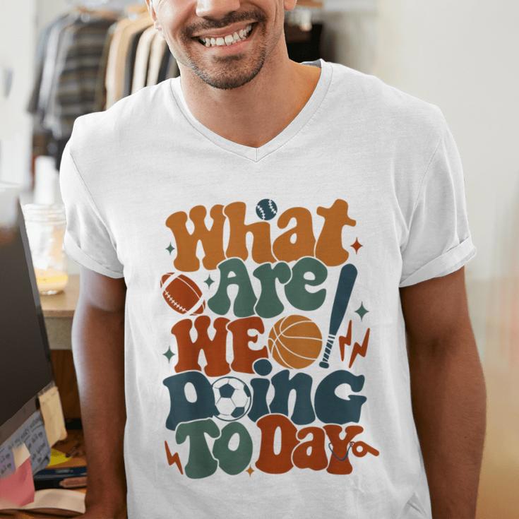 Retro PE Teacher What Are We Doing Today School Coach Women Men's V-Neck T-Shirt, Pe Teacher Shirts, funny gift