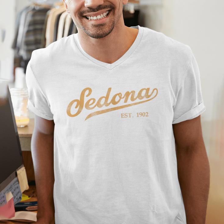 Retro Sedona Script Vintage Throwback Kids Men's V-Neck T-Shirt, funny gift