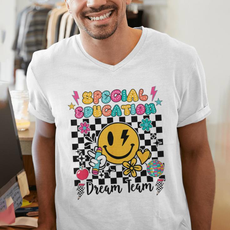 Retro Special Education Squad Groovy Dream Team Teacher Men's V-Neck T-Shirt, Groovy Teacher Shirts, funny gift