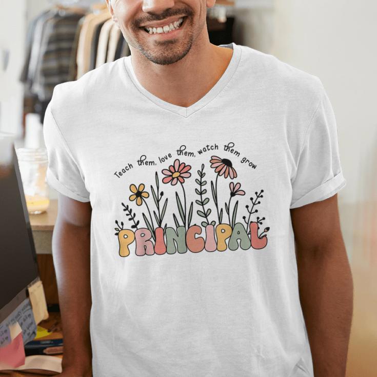 Retro Vintage Floral Principal Shirt For Women Teachers Day Men's V-Neck T-Shirt, funny gift Retro Vintage Floral Principal Shirt For Women Teachers Day Men's V-Neck T-Shirt, funny gift