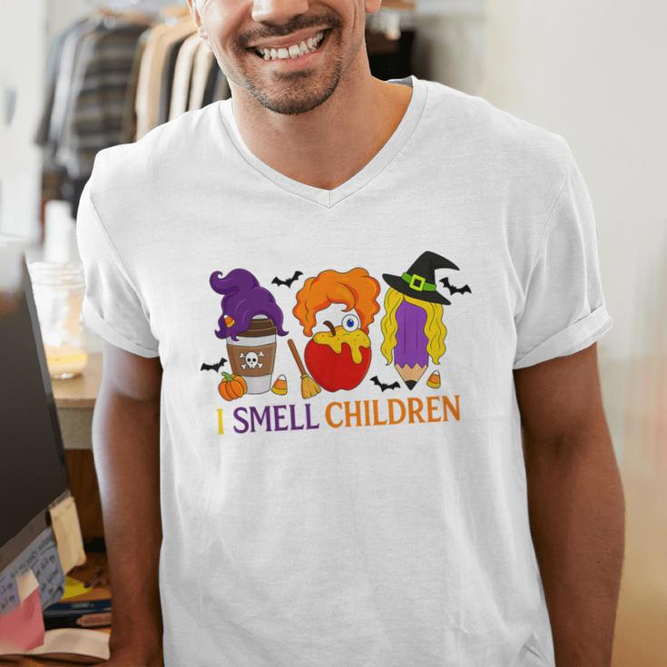 I Smell Children Witch Teacher Halloween Trick Or Teach Men's V-Neck T-Shirt, funny gift I Smell Children Witch Teacher Halloween Trick Or Teach Men's V-Neck T-Shirt, funny gift