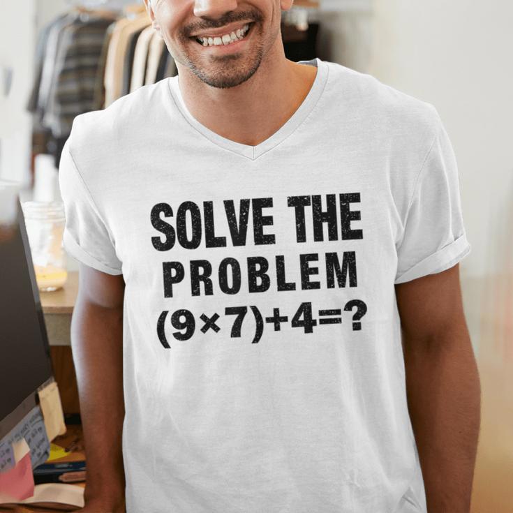 Solve The Problem 9×74 Math Teacher Men's V-Neck T-Shirt, funny gift Solve The Problem 9×74 Math Teacher Men's V-Neck T-Shirt, funny gift