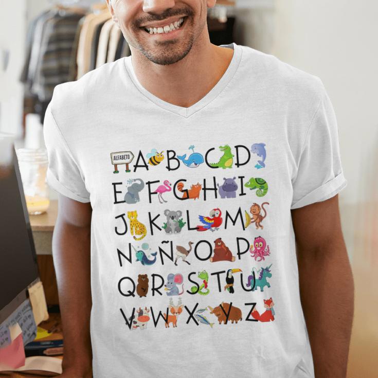SPANISH ALPHABET MAESTRA SPANISH TEACHER Men's V-Neck T-Shirt, funny gift SPANISH ALPHABET MAESTRA SPANISH TEACHER Men's V-Neck T-Shirt, funny gift