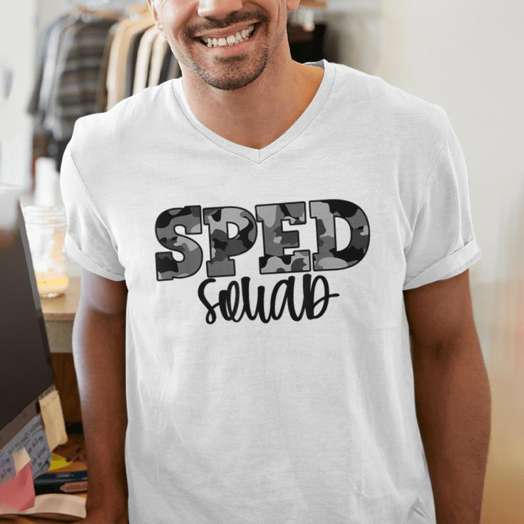 Special Education Squad Camo SPED Teacher Men's V-Neck T-Shirt, funny gift