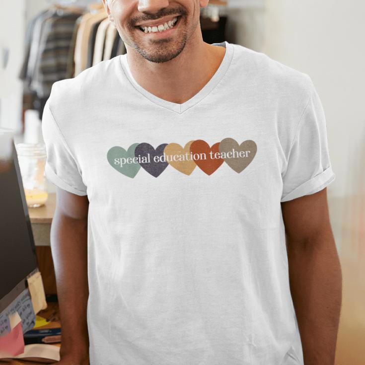Special Education Teacher Heart Back To School Teach Rainbow Men Women Girls Kids Men's V-Neck T-Shirt, funny gift Special Education Teacher Heart Back To School Teach Rainbow Men Women Girls Kids Men's V-Neck T-Shirt, funny gift