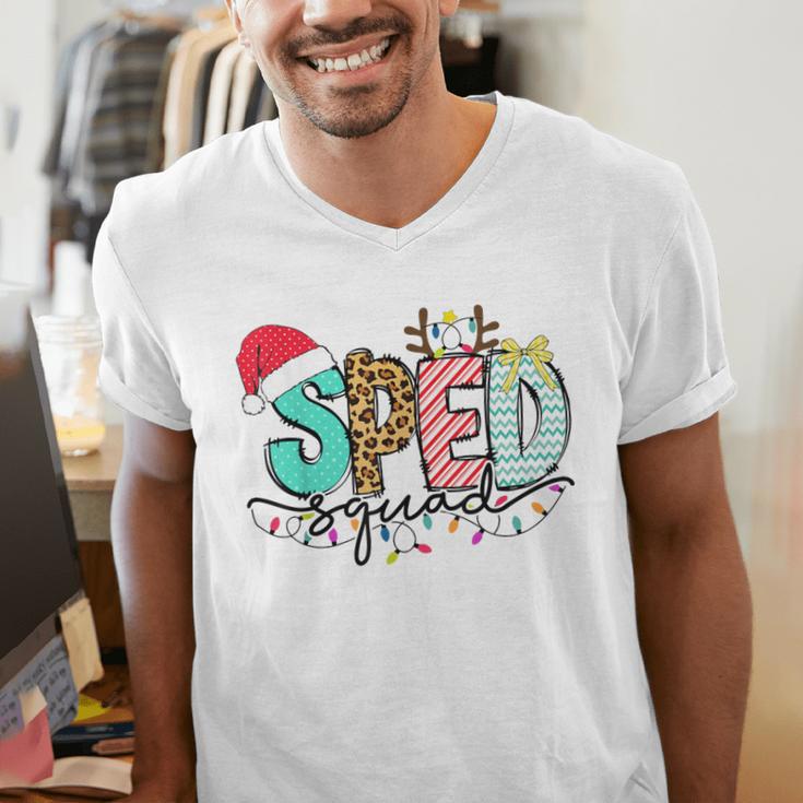 SPED Squad Special Education Teacher Autism Christmas Women Men's V-Neck T-Shirt, funny gift