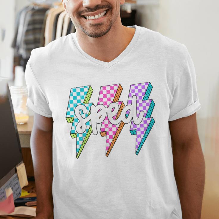 SPED Teacher Squad Lightning Bolt Special Education Men's V-Neck T-Shirt, funny gift