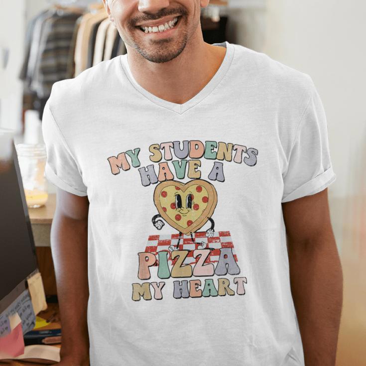 My Students Have A Pizza-My-Heart Valentines Day Teacher Men's V-Neck T-Shirt, funny gift