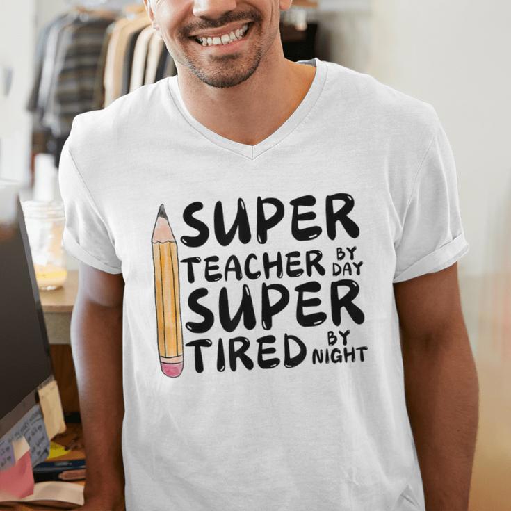 Super Teacher By Day Super Tired By Night Back To School Men's V-Neck T-Shirt, Super Teacher Shirts, funny gift Super Teacher By Day Super Tired By Night Back To School Men's V-Neck T-Shirt, Super Teacher Shirts, funny gift