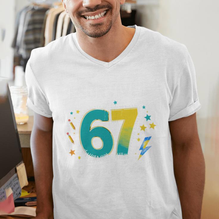 I Survived 67 Days Of School Teachers Students Meme Men's V-Neck T-Shirt, funny gift