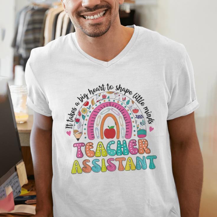 It Takes A Big Heart To Shape Little Minds Teacher Assistant Men's V-Neck T-Shirt, funny gift
