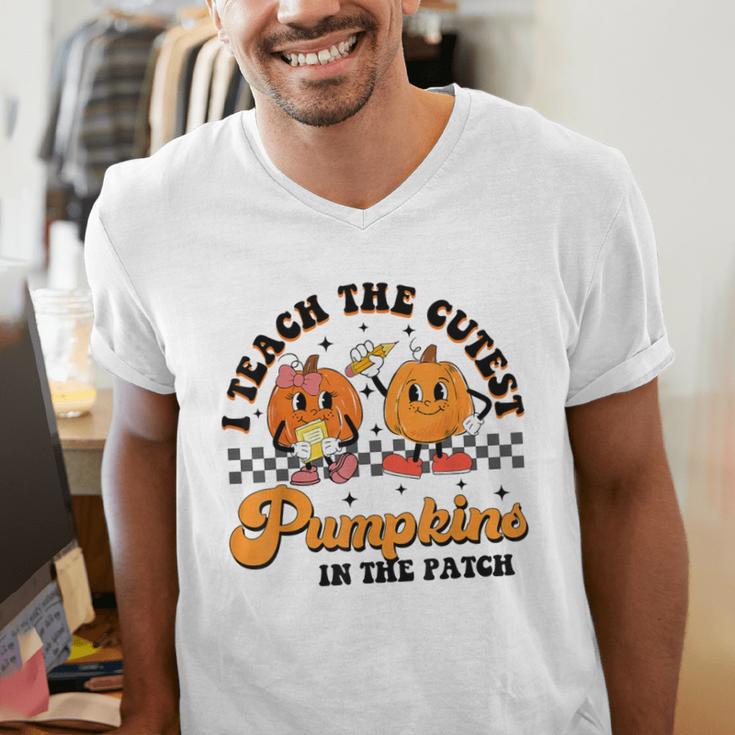 I Teach The Cutest Pumpkins In The Patch Halloween Teacher For Men Women Kids Men's V-Neck T-Shirt, funny gift I Teach The Cutest Pumpkins In The Patch Halloween Teacher For Men Women Kids Men's V-Neck T-Shirt, funny gift