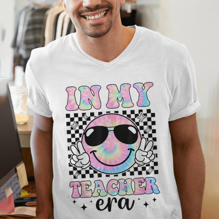 In My Teacher Era Groovy Tie Dye Back To School Cute Teacher Men's V-Neck T-Shirt, Groovy Teacher Shirts, funny gift In My Teacher Era Groovy Tie Dye Back To School Cute Teacher Men's V-Neck T-Shirt, Groovy Teacher Shirts, funny gift