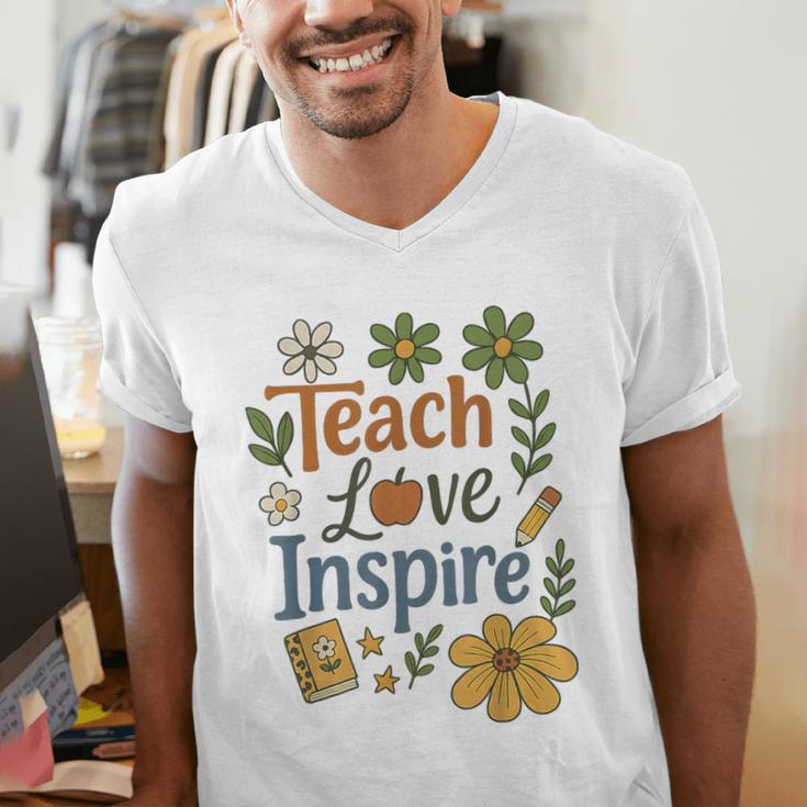 Teacher Inspire Love Men's V-Neck T-Shirt, funny gift Teacher Inspire Love Men's V-Neck T-Shirt, funny gift