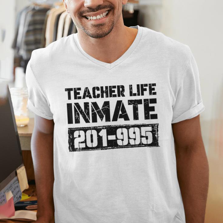 Teacher Life Jail Inmate Prisoner Halloween Costume Men's V-Neck T-Shirt, funny gift Teacher Life Jail Inmate Prisoner Halloween Costume Men's V-Neck T-Shirt, funny gift