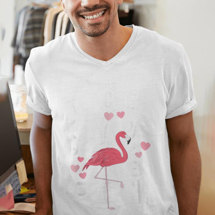 This Teacher Loves Her Flock Flamingo Teacher Class Men's V-Neck T-Shirt, funny gift