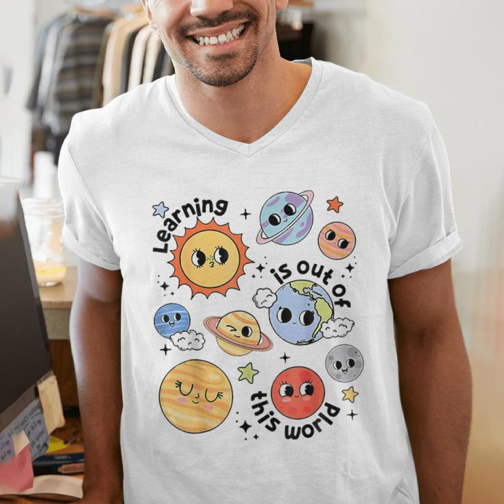 Teacher Space Science Learning Is Out Of World Solar System Men's V-Neck T-Shirt, Science Teacher Shirts, funny gift Teacher Space Science Learning Is Out Of World Solar System Men's V-Neck T-Shirt, Science Teacher Shirts, funny gift