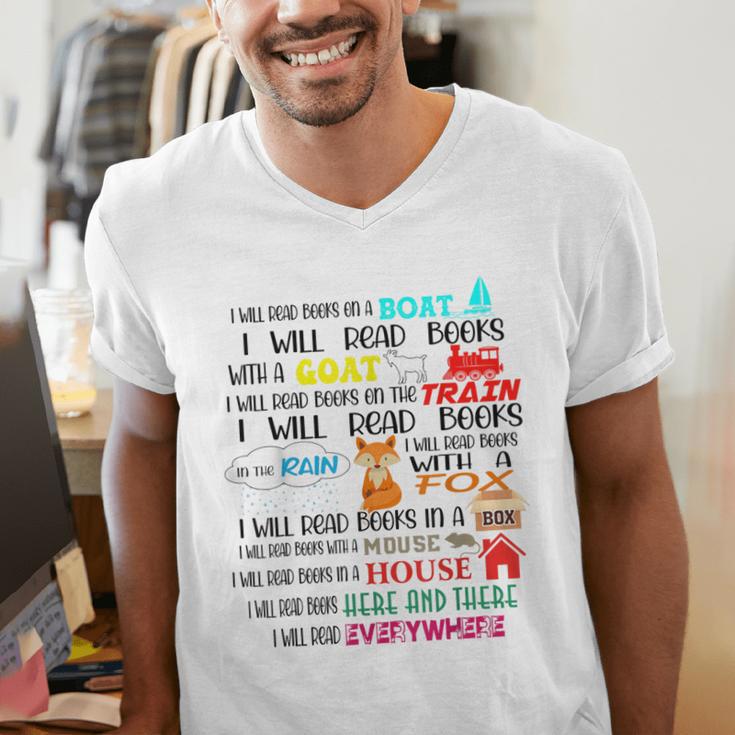 Teacher I Will Read Book On Boat Kids Women Bookworm Men's V-Neck T-Shirt, funny gift Teacher I Will Read Book On Boat Kids Women Bookworm Men's V-Neck T-Shirt, funny gift