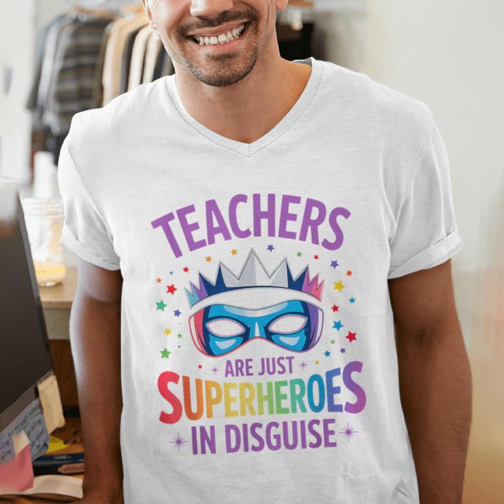 Teachers Are Just Superheroes In Disguise Back To School Men's V-Neck T-Shirt, funny gift Teachers Are Just Superheroes In Disguise Back To School Men's V-Neck T-Shirt, funny gift
