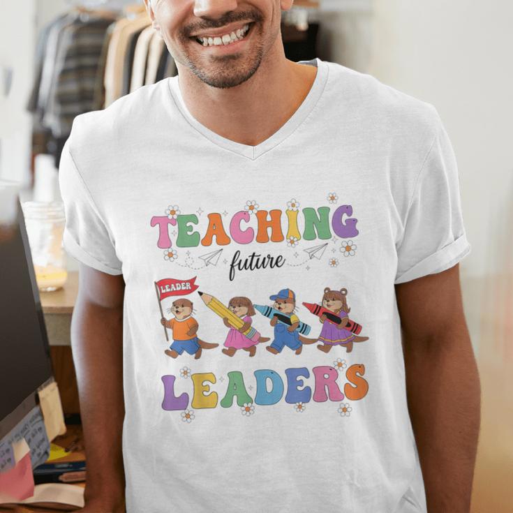 Teaching Future Leaders Otter Back To School Teacher Men's V-Neck T-Shirt, Future Teacher Shirts, funny gift