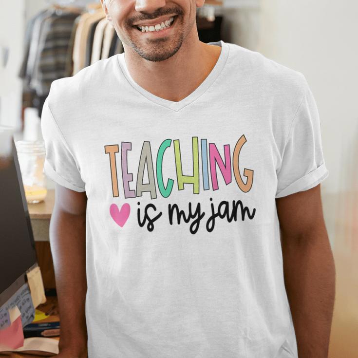 Teaching Is My Jam For Women Teacher Cute Teachers Outfit Men's V-Neck T-Shirt, funny gift