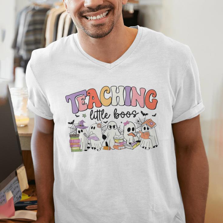 Teaching My Little Boos Teacher Ghost Teacher Halloween For Men Women Kids Men's V-Neck T-Shirt, funny gift