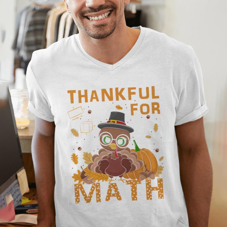 Thankful Math Turkey Teacher Happy Thanksgiving Men's V-Neck T-Shirt, funny gift Thankful Math Turkey Teacher Happy Thanksgiving Men's V-Neck T-Shirt, funny gift