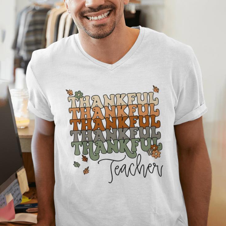 Thankful Teacher Thanksgiving Fall Pumpkin Turkey Men's V-Neck T-Shirt, funny gift Thankful Teacher Thanksgiving Fall Pumpkin Turkey Men's V-Neck T-Shirt, funny gift