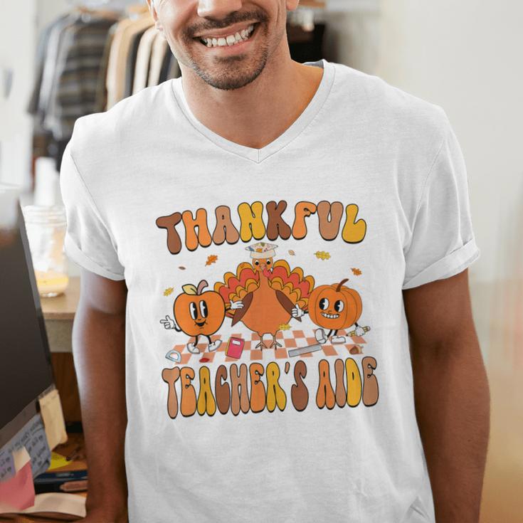 Thankful Teacher's Aide Thanksgiving Autumn Fall Women Men Men's V-Neck T-Shirt, funny gift Thankful Teacher's Aide Thanksgiving Autumn Fall Women Men Men's V-Neck T-Shirt, funny gift