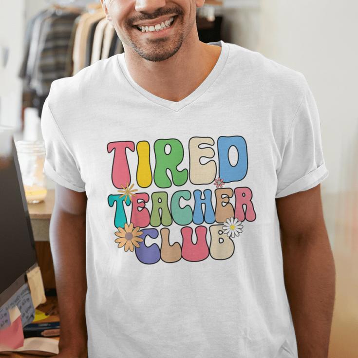 Tired Teachers Club Groovy Teachers Back To School Men's V-Neck T-Shirt, funny gift Tired Teachers Club Groovy Teachers Back To School Men's V-Neck T-Shirt, funny gift