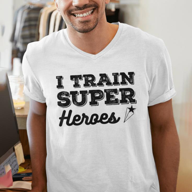 I Train Superheroes For Teacher Coach Men Women Men's V-Neck T-Shirt, funny gift