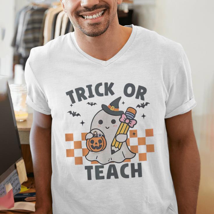 Trick Or Teach Teacher Men's V-Neck T-Shirt, funny gift Trick Or Teach Teacher Men's V-Neck T-Shirt, funny gift
