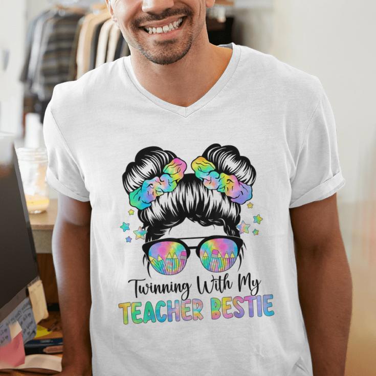 Twin Day Friends Teacher Twinning With My Bestie Men's V-Neck T-Shirt, funny gift Twin Day Friends Teacher Twinning With My Bestie Men's V-Neck T-Shirt, funny gift