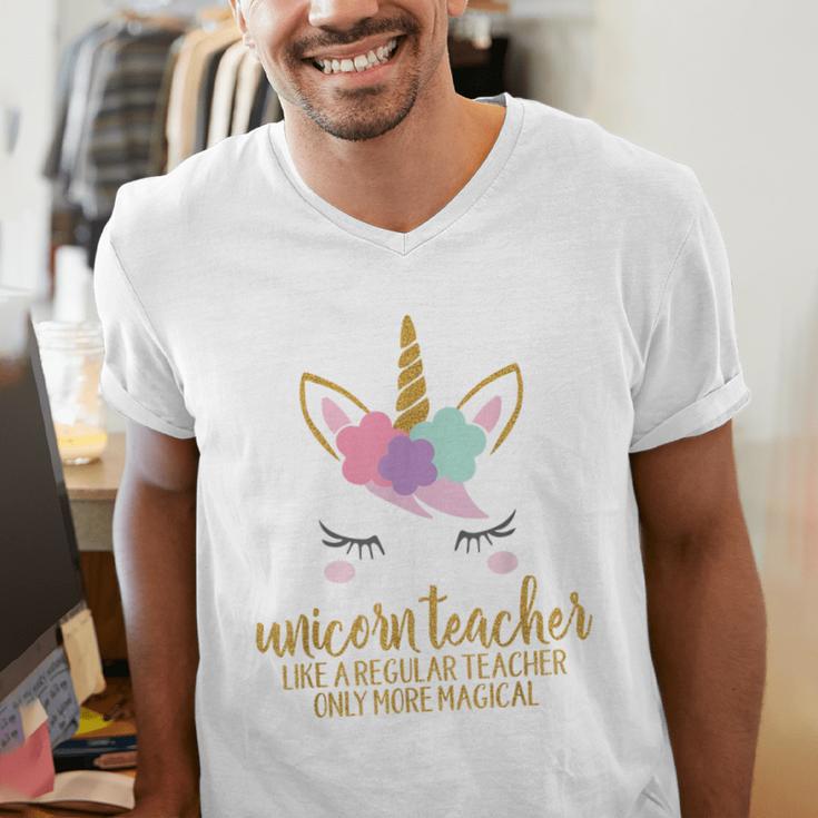 Unicorn Teacher Shirt For Women School Teacher Men's V-Neck T-Shirt, funny gift