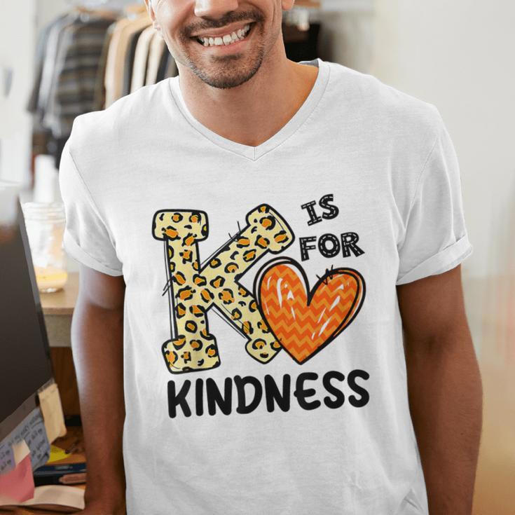 Unity Day K Is For Kindness Anti Bullying Orange Teacher Men Women Kids Men's V-Neck T-Shirt, funny gift