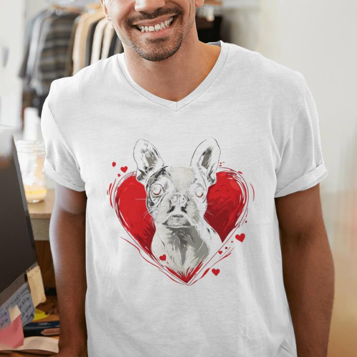 Valentine's Day Boston Terrier Dog Men's V-Neck T-Shirt, funny gift