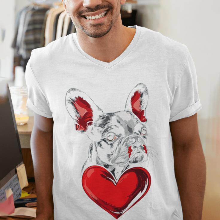 Valentine's Day Boston Terrier Dog Vector Men's V-Neck T-Shirt, funny gift