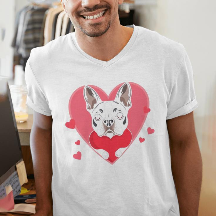 Valentine's Day Boston Terrier Heart Men's V-Neck T-Shirt, funny gift