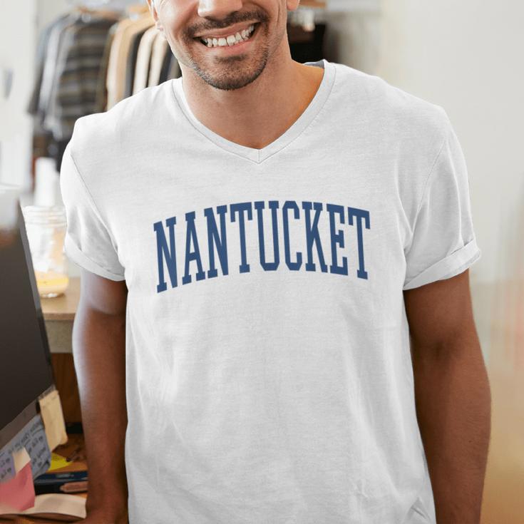Varsity Grey Nantucket Men's V-Neck T-Shirt, funny gift