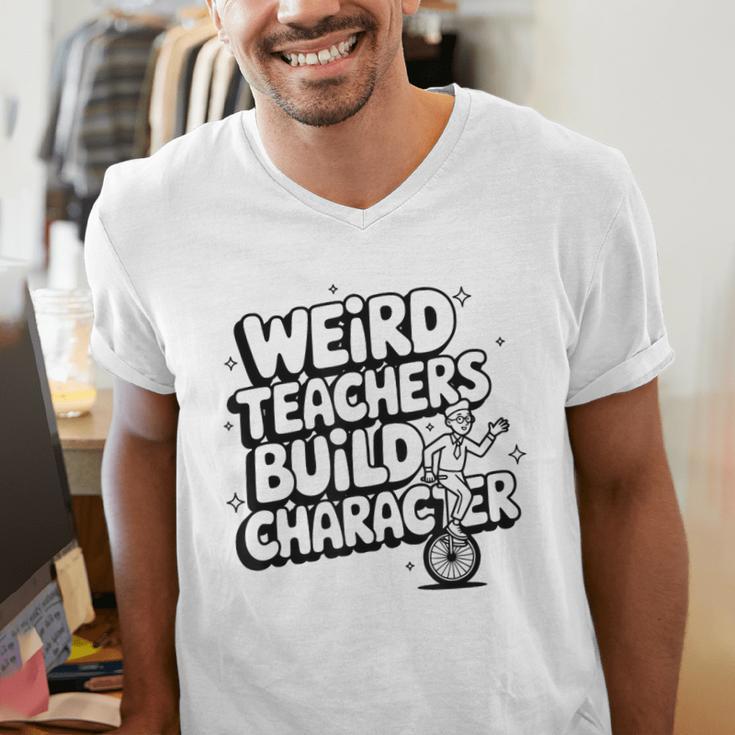 Weird Teachers Build Character School Pun Men's V-Neck T-Shirt, funny gift