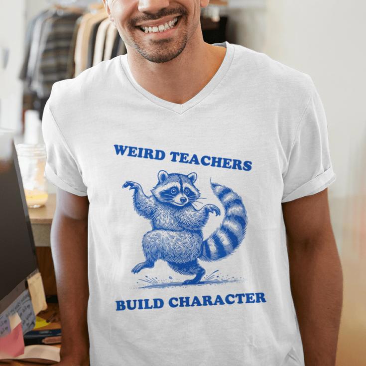 Weird Teachers Build Character Shirt Raccoon Dancing Men's V-Neck T-Shirt, funny gift Weird Teachers Build Character Shirt Raccoon Dancing Men's V-Neck T-Shirt, funny gift