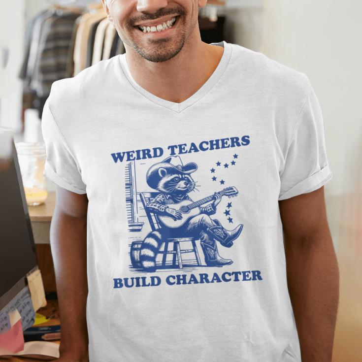 Weird Teachers Build Character Shirt Raccoon Teacher Men's V-Neck T-Shirt, funny gift Weird Teachers Build Character Shirt Raccoon Teacher Men's V-Neck T-Shirt, funny gift