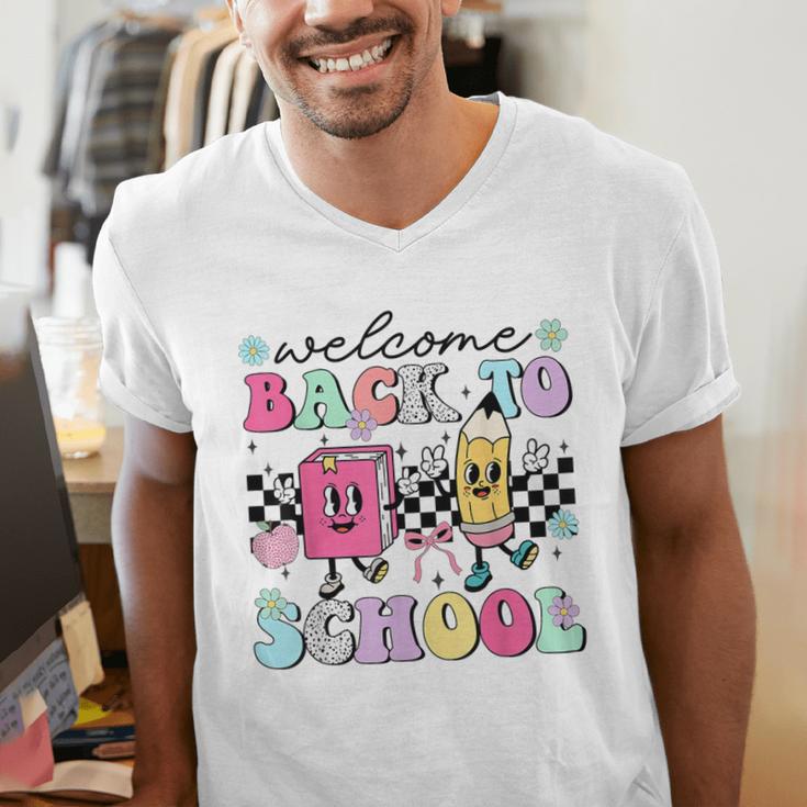 Welcome Back To School 2024 Teachers Students First Day Men's V-Neck T-Shirt, funny gift Welcome Back To School 2024 Teachers Students First Day Men's V-Neck T-Shirt, funny gift