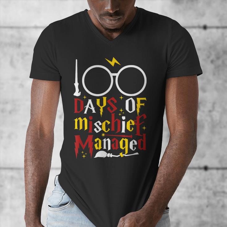 100 Days Of Mischief Managed Teacher Kid 100th Day Of School Men's V-Neck T-Shirt, funny design 100 Days Of Mischief Managed Teacher Kid 100th Day Of School Men's V-Neck T-Shirt, funny design