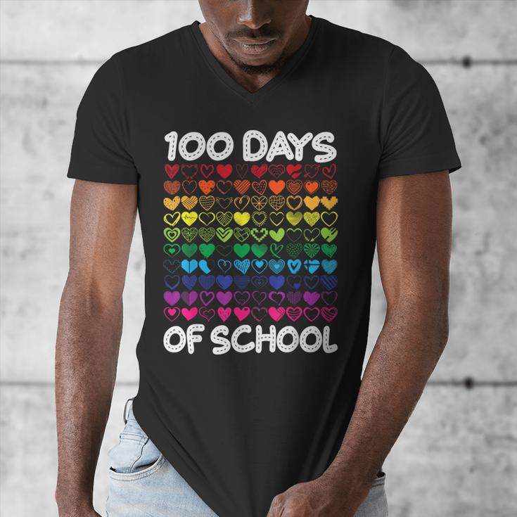100 Days Of School Heart Love Teacher Or Student 100th Day Men's V-Neck T-Shirt, funny design 100 Days Of School Heart Love Teacher Or Student 100th Day Men's V-Neck T-Shirt, funny design