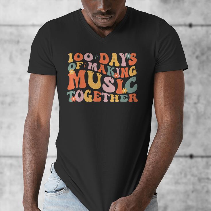 100 Days Of School Music Teacher Men's V-Neck T-Shirt, funny design