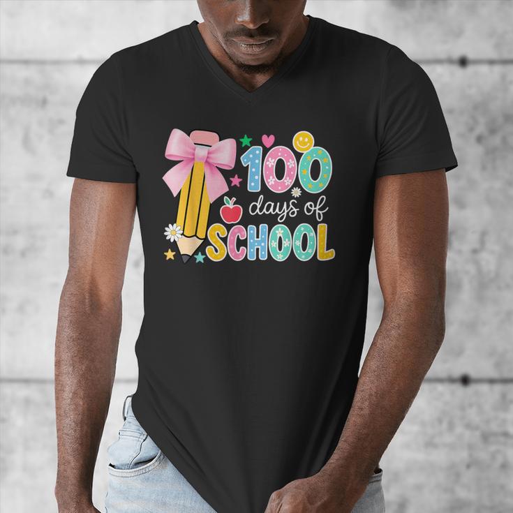 100 Days Of School Preppy 100th Day Of School Teachers Girls Men's V-Neck T-Shirt, funny design 100 Days Of School Preppy 100th Day Of School Teachers Girls Men's V-Neck T-Shirt, funny design
