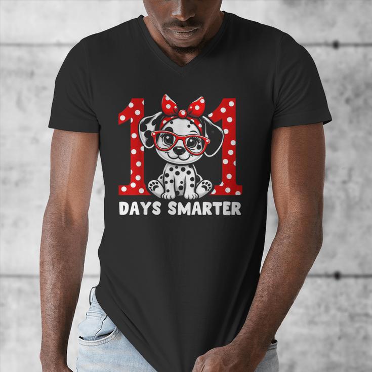 100 Days Smarter 101st Day School Dalmatian Dog Teacher Kids Men's V-Neck T-Shirt, funny design