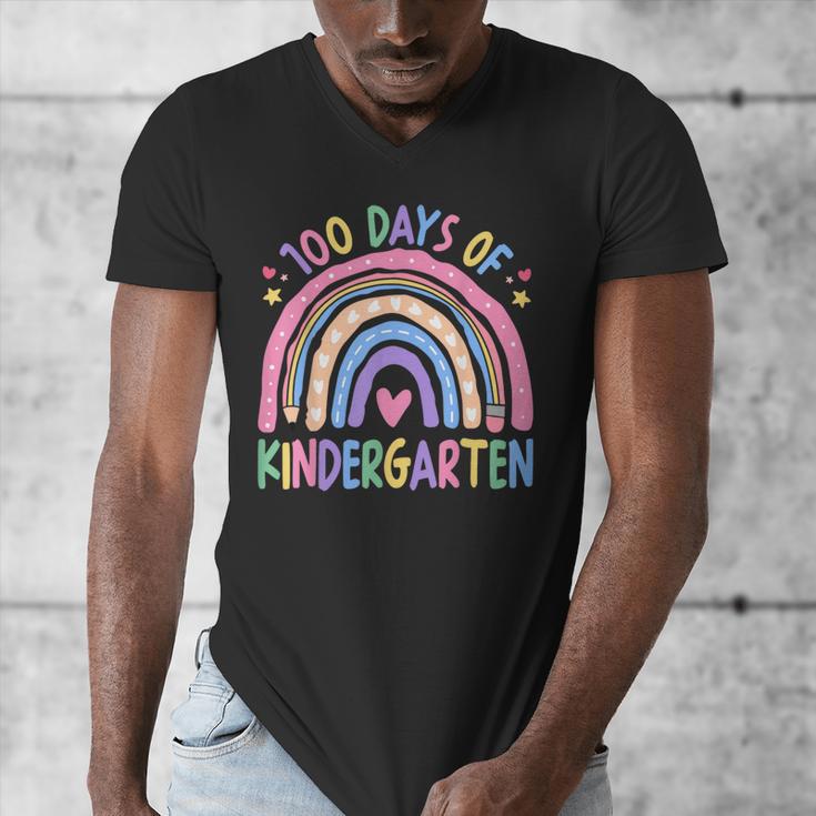 100th Day Of Kindergarten Teacher Kids 100 Days Smarter Men's V-Neck T-Shirt, funny design 100th Day Of Kindergarten Teacher Kids 100 Days Smarter Men's V-Neck T-Shirt, funny design